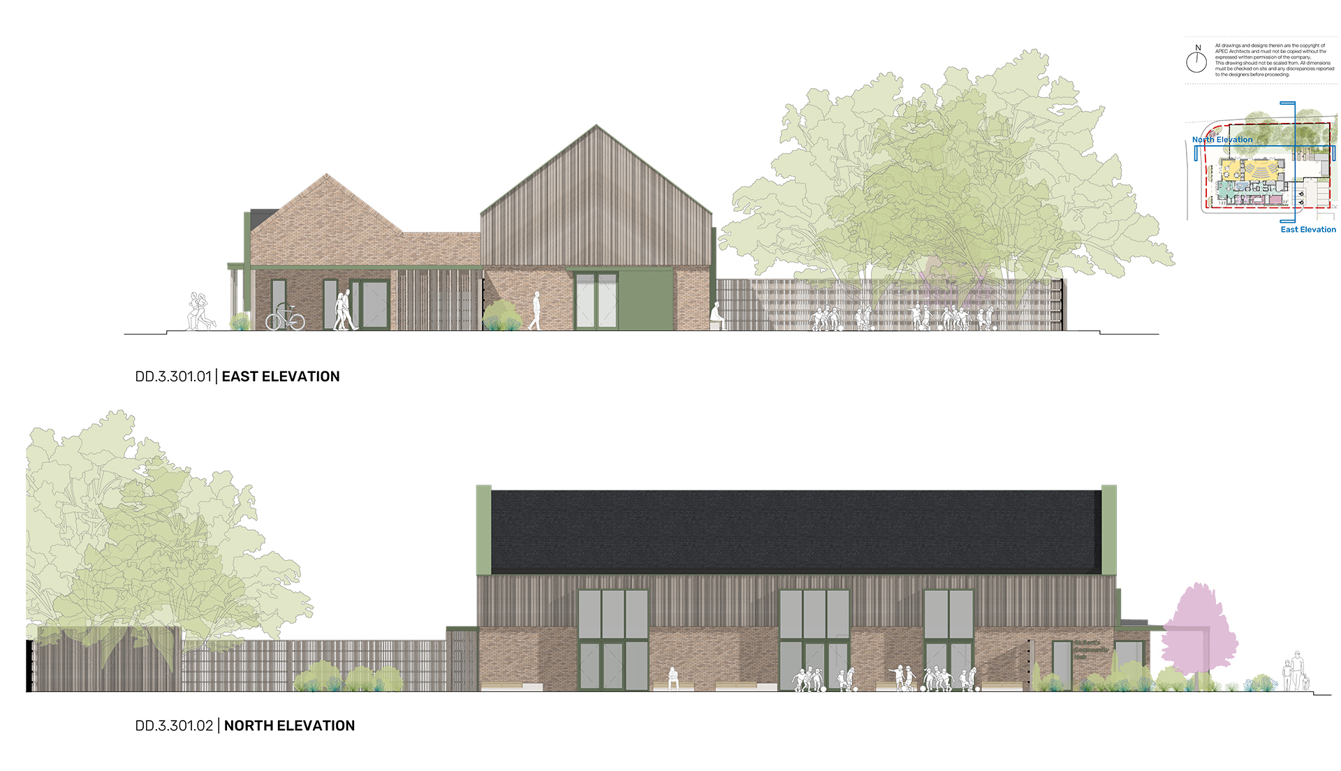 East & North Elevations.