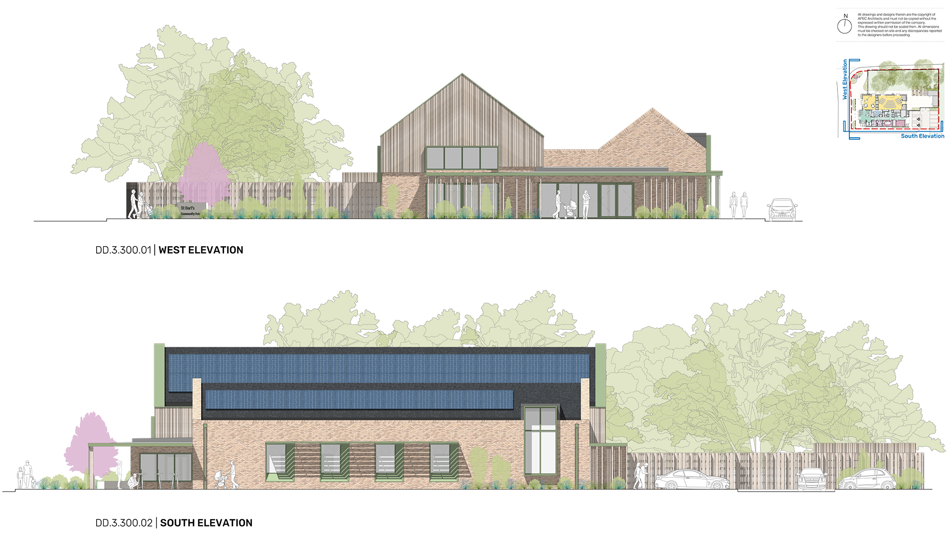 West & South Elevations.